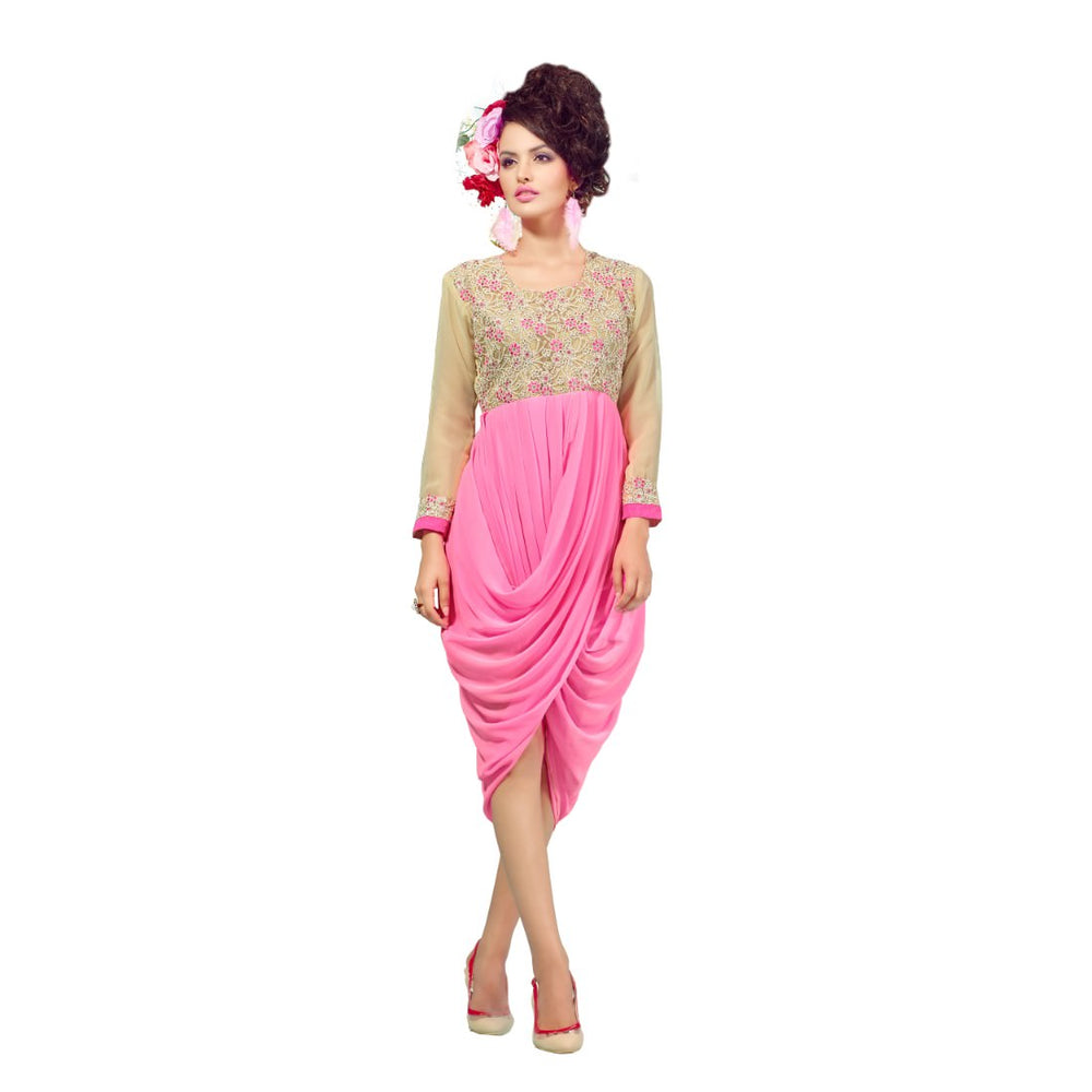 Georgette Fabric Pink Color Kurti only in Bigswipe