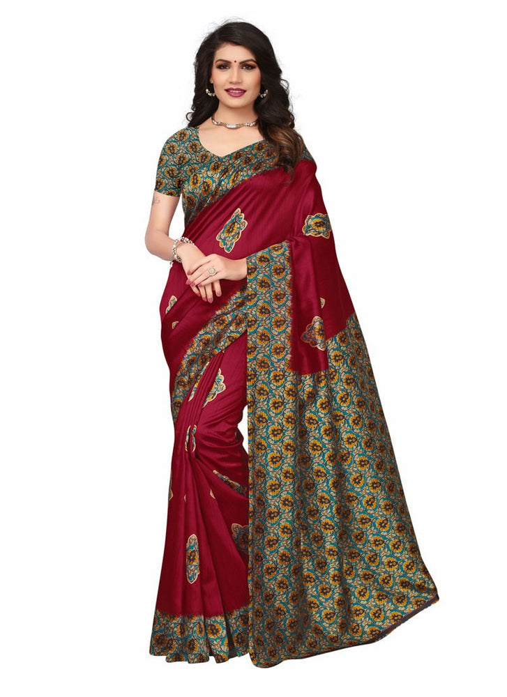 Maroon Color Poly Silk Saree only in Bigswipe