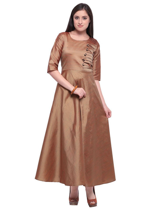 Brown Color Plain Poly Silk (Two Tone Silk) Kurti only in Bigswipe