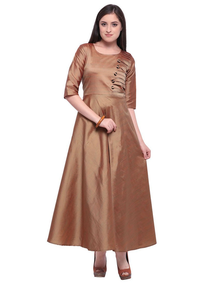 Brown Color Plain Poly Silk (Two Tone Silk) Kurti only in Bigswipe