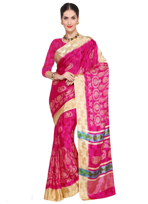 Pink, Beige Color Crepe Saree only in Bigswipe