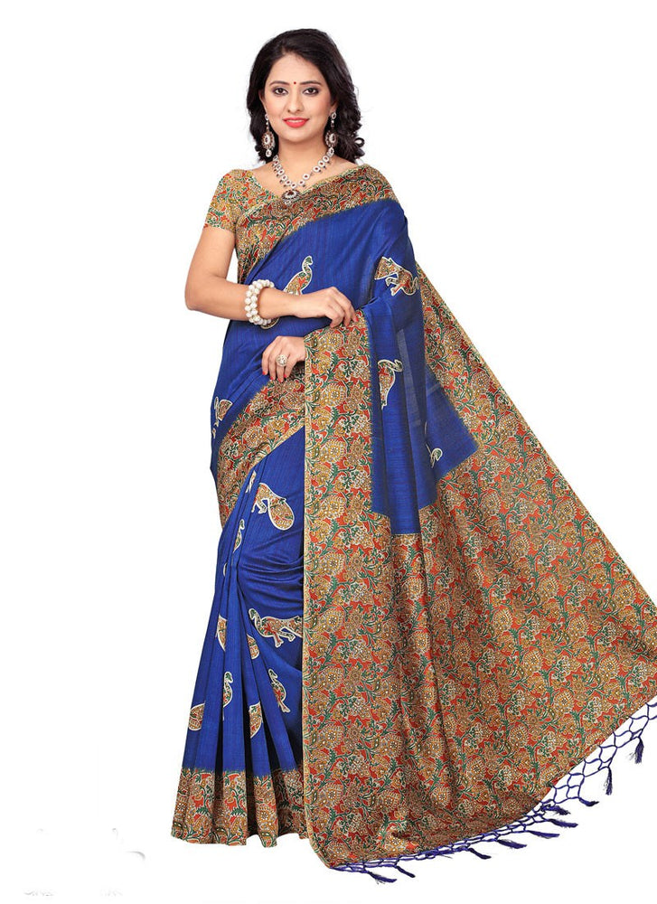 Navy Blue Color Poly Silk Saree only in Bigswipe