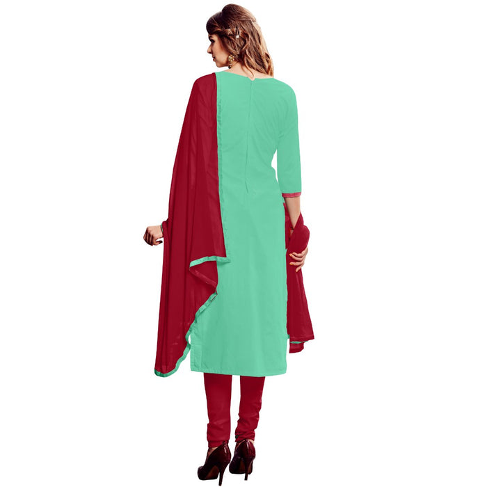 Cotton Fabric See Green Color Dress Material only in Bigswipe