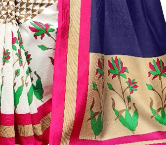 Printed Bhagalpuri Art Silk with Multicolor Saree only in Bigswipe