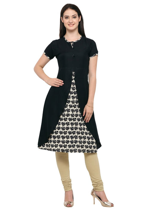 Black,Multi Color Printed,Buttons Rayon,Cotton Kurti only in Bigswipe