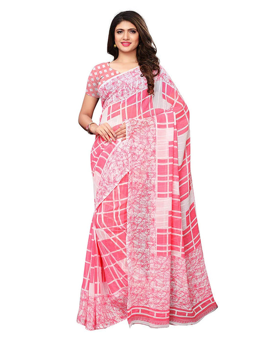 Pink, White Color Georgette Saree only in Bigswipe