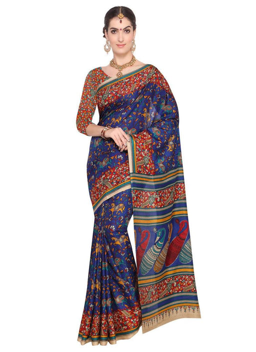 Blue, Multi Color Art Silk Saree only in Bigswipe