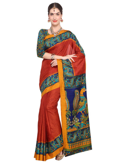 Brown, Multi Color Art Silk Saree only in Bigswipe