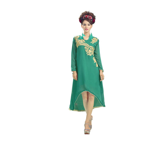 Georgette Fabric Green Color Kurti only in Bigswipe