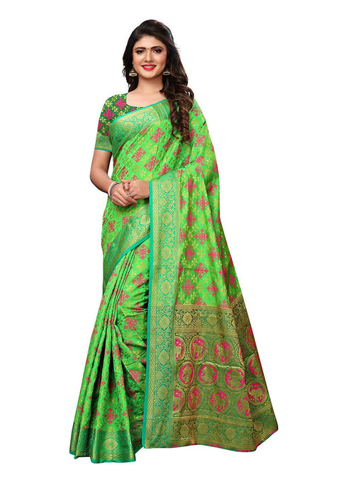 Green Color Poly Silk Saree only in Bigswipe