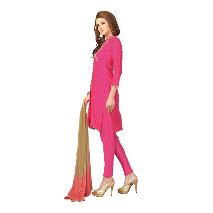 Glaze Cotton Fabric Pink Color Dress Material only in Bigswipe