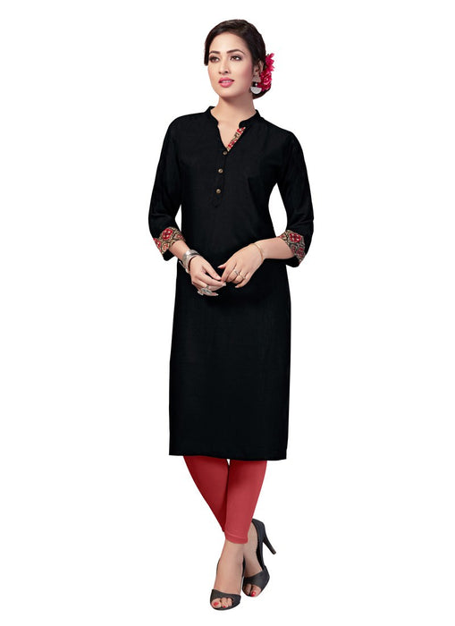 Black Color Plain Rayon Kurti only in Bigswipe