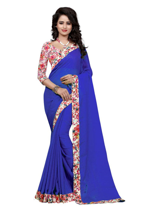 Blue Color Georgette Chiffon Saree only in Bigswipe