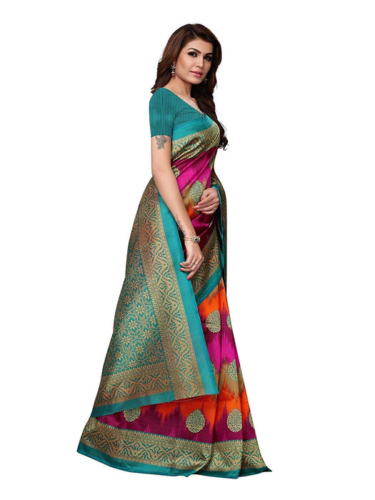 Purple, Multi Color Poly Silk Saree