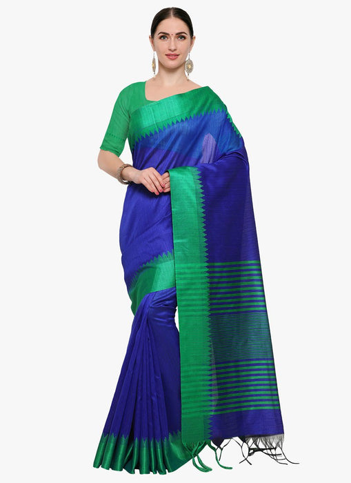 Blue, Turquoise Color Bhagalpuri Silk Saree only in Bigswipe