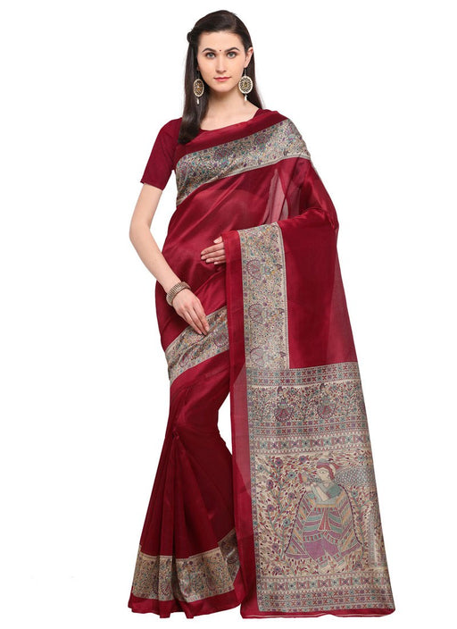 Maroon Color Poly Silk Saree only in Bigswipe