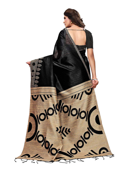 Black Color Tussar Silk (Art Silk) Saree only in Bigswipe