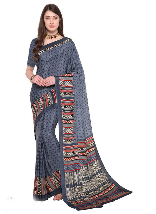 Gray, Cream, Multi Color Crepe Saree only in Bigswipe