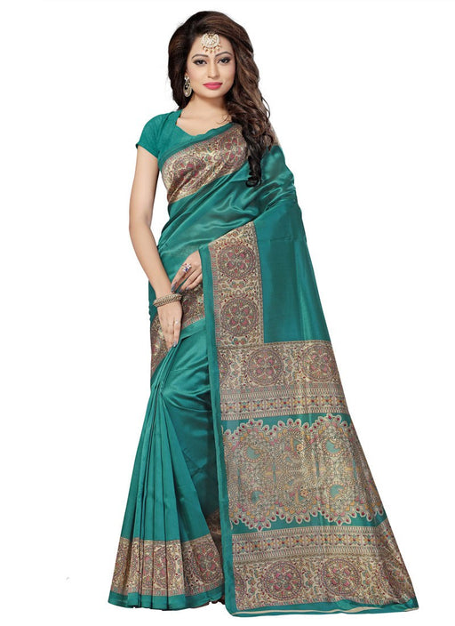 Green Color Poly Silk Saree only in Bigswipe