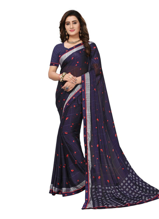 Navy Blue, Pink Color  Georgette Saree only in Bigswipe