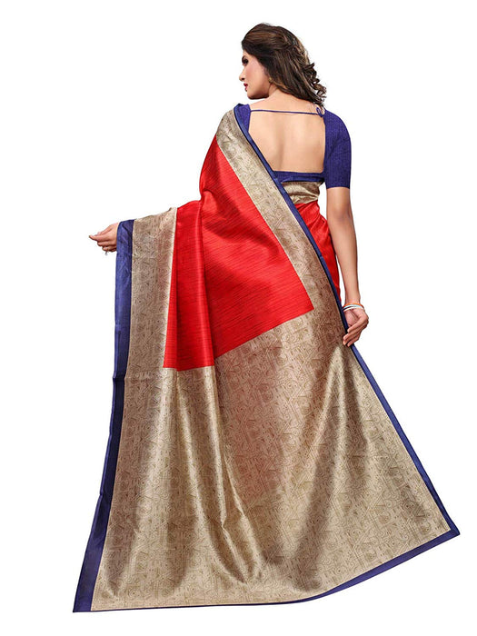 Red, Beige Color Poly Silk Saree