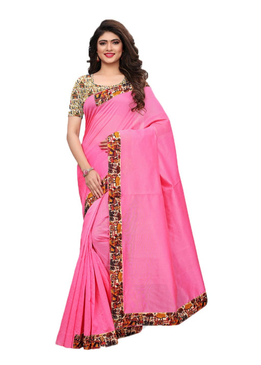 Pink Color Chanderi Silk Printed Work Saree only in Bigswipe