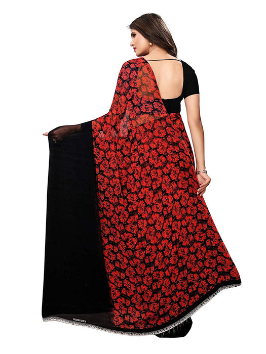 Black, Red Color Georgette Saree only in Bigswipe