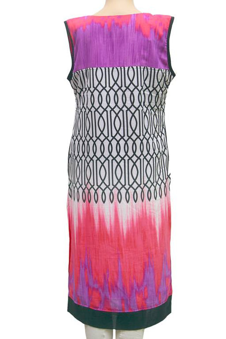 Blue Smoky Printed Front Slit Rayon Sleeveless Kurti only in Bigswipe