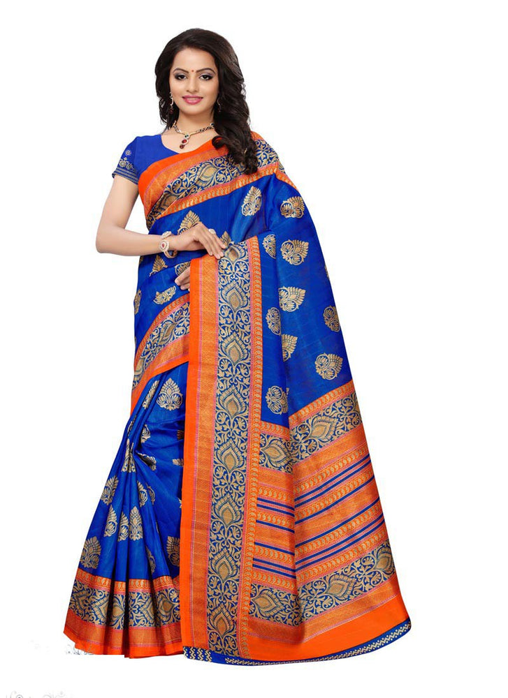 Blue, Multi Color  Poly Silk Saree only in Bigswipe