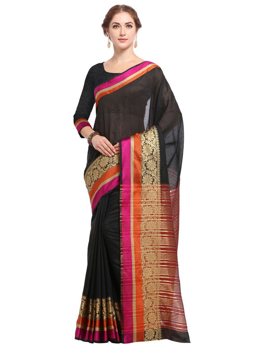 Black Color Cotton Silk Saree only in Bigswipe