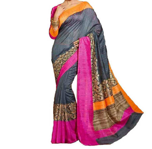 Printed Bhagalpuri Art Silk Saree only in Bigswipe