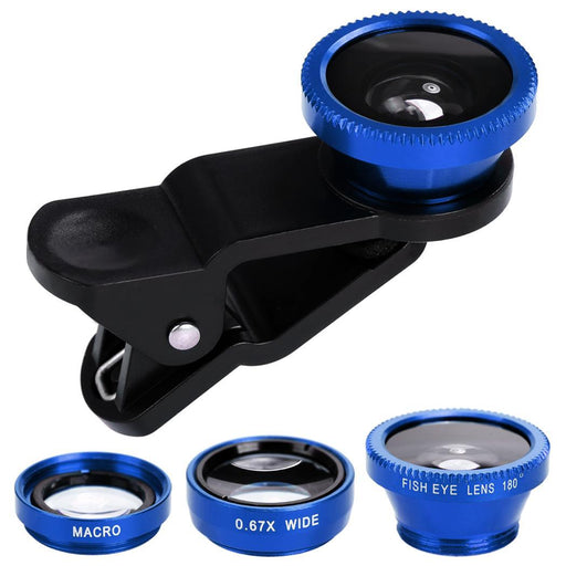 Camera Clip lens-Fisheye lens, wide&amp;Macro lens_Blue only in Bigswipe