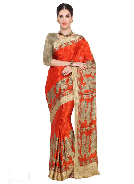 Brown, Beige Color Crepe Saree only in Bigswipe