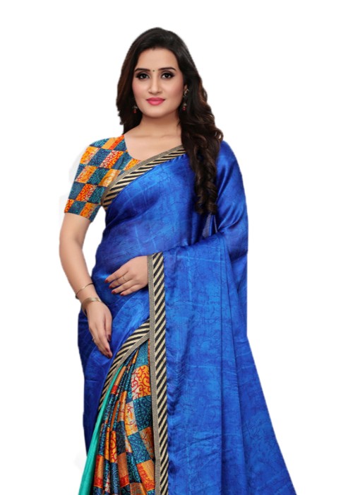 Multi Color Chiffon Printed Work Saree only in Bigswipe