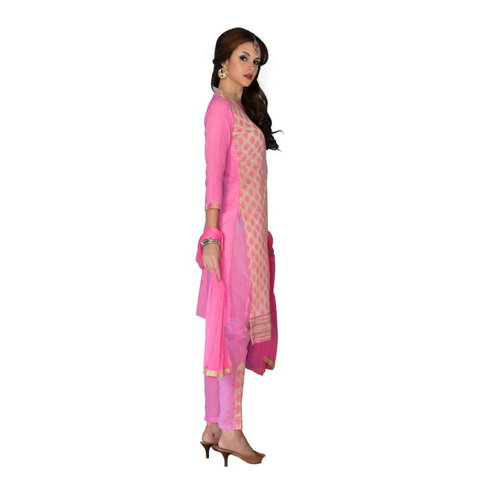 Glaze Cotton Fabric Light Pink Color Dress Material only in Bigswipe