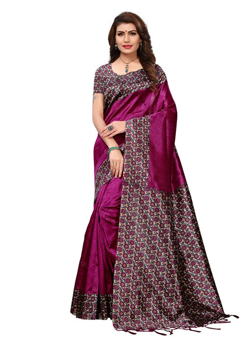 Magenta, Multi Color  Poly Silk Saree only in Bigswipe