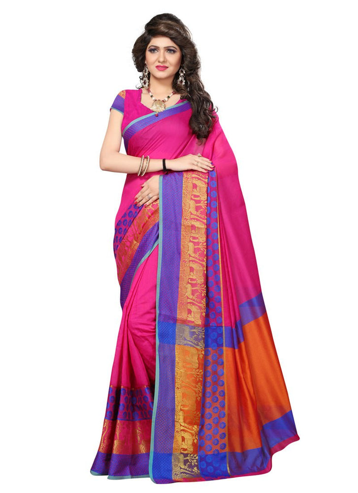 Pink Color  Cotton Silk Saree only in Bigswipe