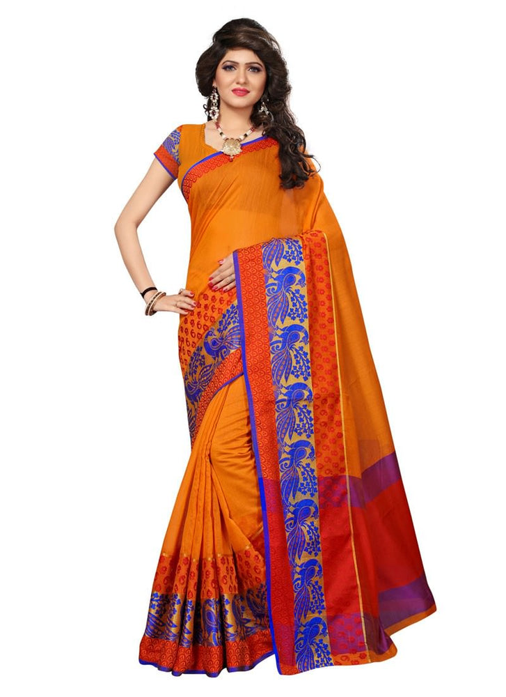 Orange Color  Cotton Silk Saree only in Bigswipe