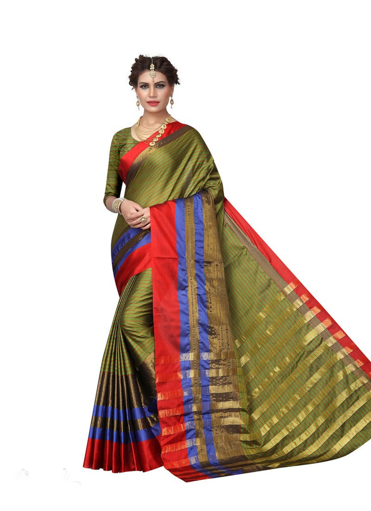 Green, Blue, Maroon Color  Poly Silk Saree only in Bigswipe