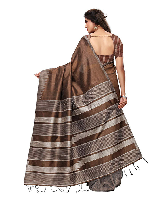 Brown, Beige Color Tussar Silk (Art Silk) Saree only in Bigswipe