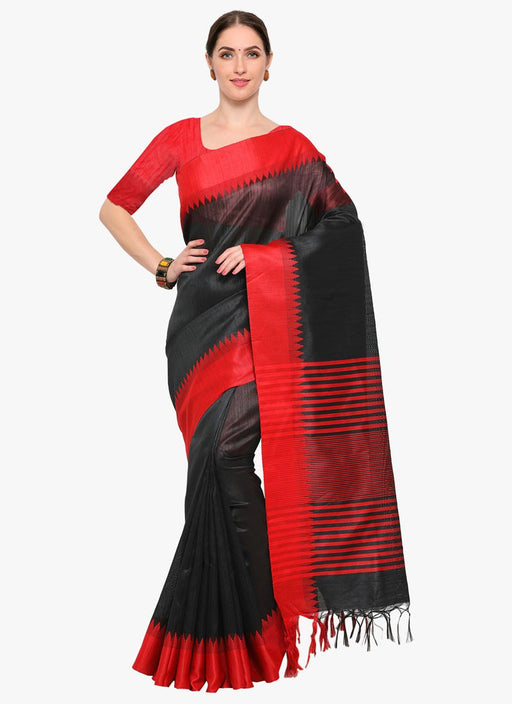 Black, Red Color Bhagalpuri Silk Saree only in Bigswipe