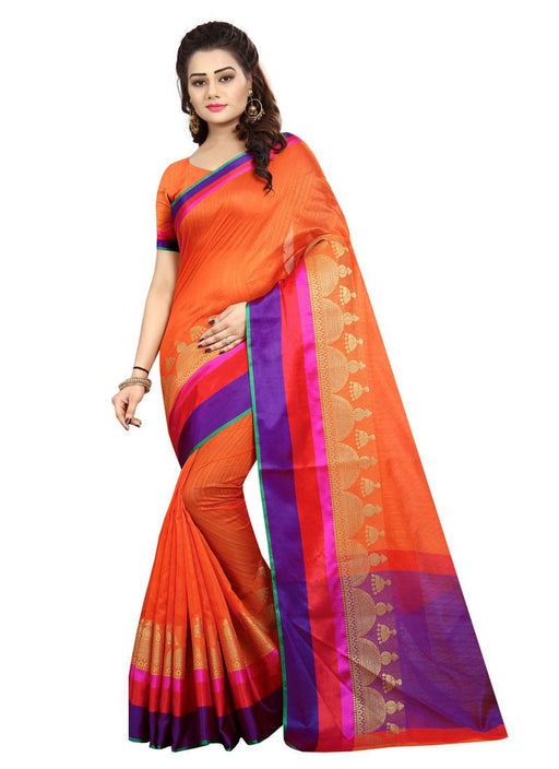 Orange Color  Bhagalpuri Silk Saree only in Bigswipe