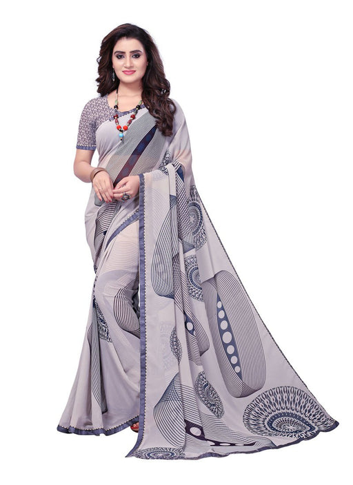 Grey, Navy Blue Color  Georgette Saree only in Bigswipe