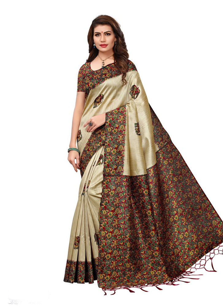 Beige, Red, Multi Color  Art Silk Saree only in Bigswipe