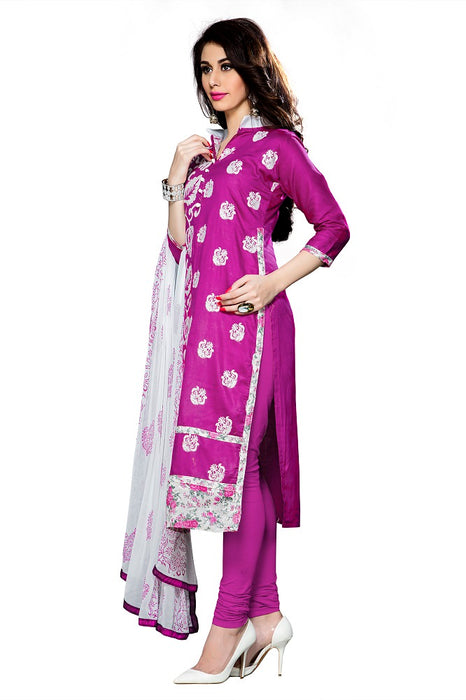 Womens Designer Purple Cotton Partywear Salwar Suit Dress Material For Womens