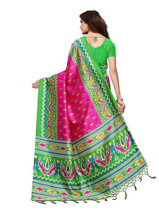 Pink, Green, Multi Color Poly Silk Saree only in Bigswipe