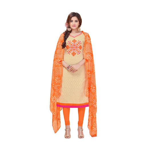 Cotton Jacquard Fabric Cream Color Dress Material only in Bigswipe