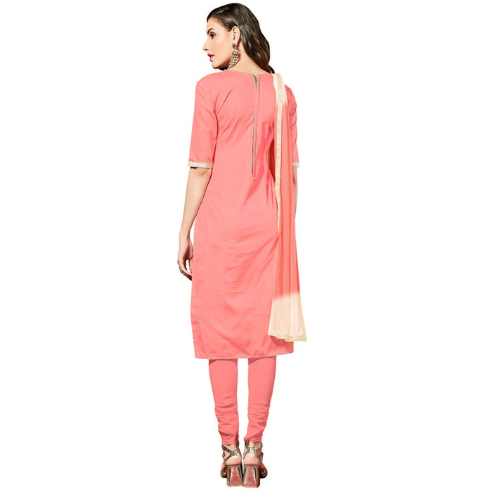 Glaze Cotton Fabric Peach Color Dress Material only in Bigswipe