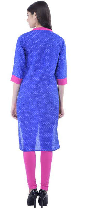 Women’s  Printed Navy Blue Straight  Kurta