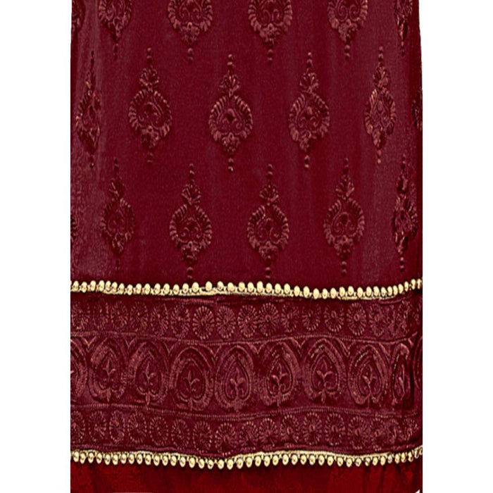 Georgette Fabric Maroon Color Dress Material only in Bigswipe